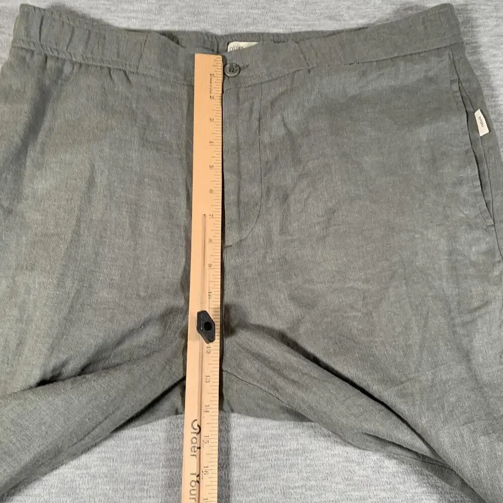 Onia Pants Mens XL Green Linen Viscose Elastic Waist Straight Leg Chino Casual